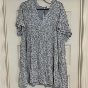 &merci Floral Blue and White Dress